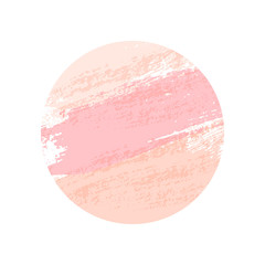 Pastel pink round brush strokes isolated on white background. Vector design element.
