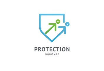 Fototapeta premium Shield icon. Vector flat style illustration Abstract business security Agency logo template. Logo concept of antivirus, protection, insurance, privacy, guard.