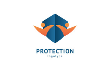 Shield icon. Vector flat style illustration Abstract business security Agency logo template. Logo concept of antivirus, protection, insurance, privacy, guard.