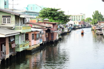 Fototapeta premium The people settlement near the canal because for comfortable communication water traffic