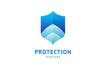 Shield icon. Vector flat style illustration Abstract business security Agency logo template. Logo concept of antivirus, protection, insurance, privacy, guard.