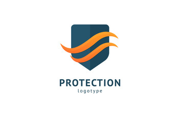 Shield icon. Vector flat style illustration Abstract business security Agency logo template. Logo concept of antivirus, protection, insurance, privacy, guard.