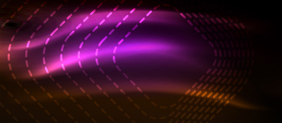 Neon square shapes lines on glowing light background