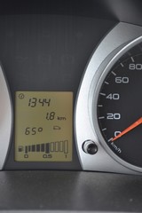 The display of  car computer and speedometer