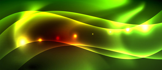 Fototapeta premium Neon color wave lines abstract background, magic techno futuristic light