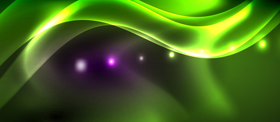 Glossy glowing neon light wave background