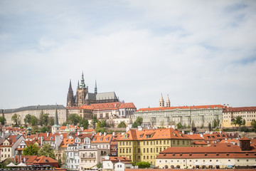 Naklejka na ściany i meble Historical Prague center with the castle Hradcany