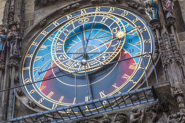 Historical astronomical sun clock - Orloj in old town Prague