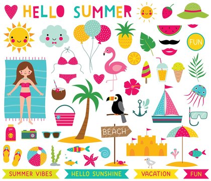 Summer time design elements set