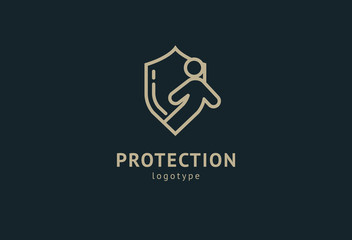Shield icon. Vector flat style illustration Abstract business security Agency logo template. Logo concept of antivirus, protection, insurance, privacy, guard.