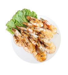 CASSEROLED PRAWN WITH SALT. isolated on a White Background. Seafood       