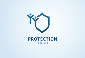 Shield icon. Vector flat style illustration Abstract business security Agency logo template. Logo concept of antivirus, protection, insurance, privacy, guard.