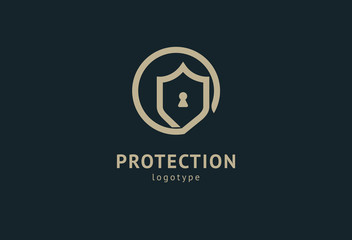Shield icon. Vector flat style illustration Abstract business security Agency logo template. Logo concept of antivirus, protection, insurance, privacy, guard.