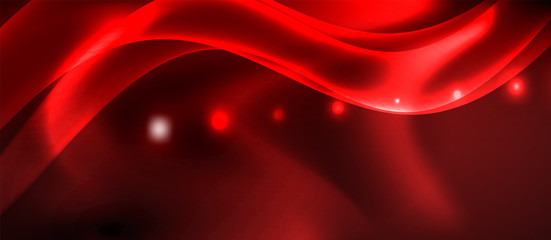 Neon color wave lines abstract background, magic techno futuristic light