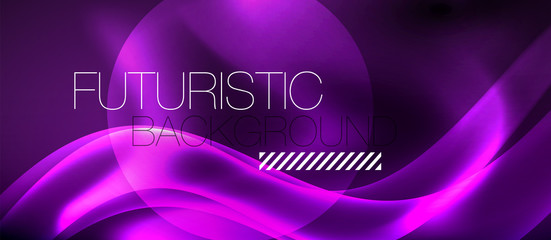 Glossy glowing neon light wave background