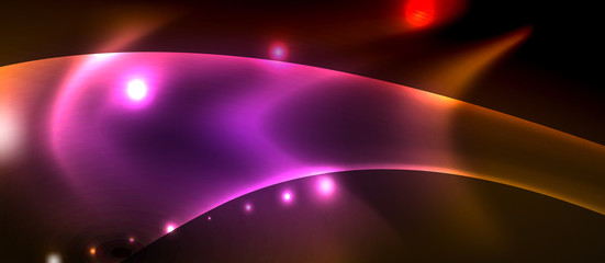 Neon color wave lines abstract background, magic techno futuristic light