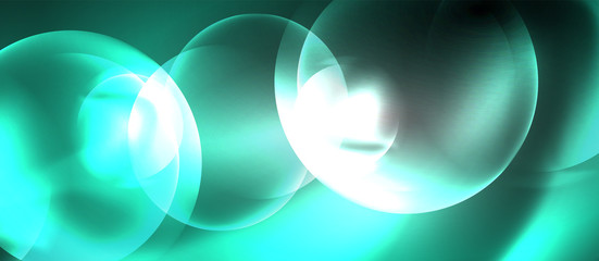 Shiny neon color light with circles abstract background