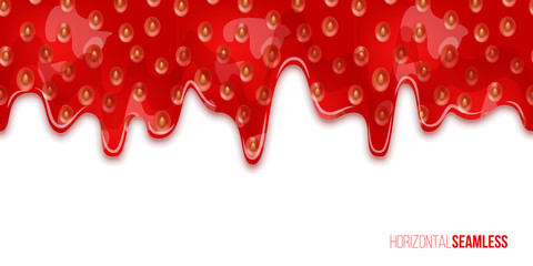 Leaking strawberry jam vector seamless pattern