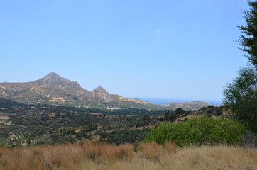 Greece Crete landscape mountains road panorama sea shore sun beach