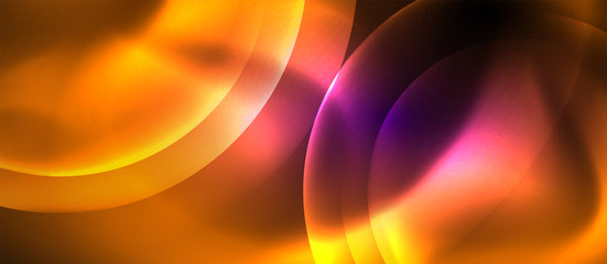 Obraz premium Shiny neon color light with circles abstract background