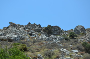Greece Crete landscape mountains road panorama sea shore sun beach