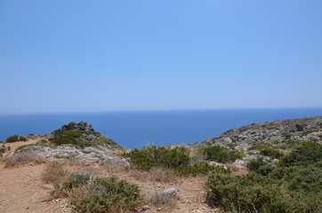 Greece Crete landscape mountains road panorama sea shore sun beach