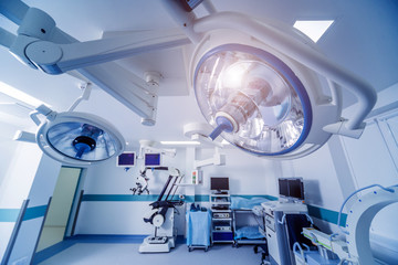 Modern equipment in operating room. Medical devices for neurosurgery.