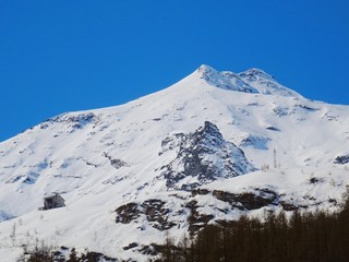 View of the Italian Alps on a sunny day near the town of Macugnaga - April 2019