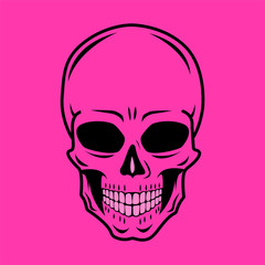  Pink skull. Minimalistic vector graphics. Anatomy of the head.