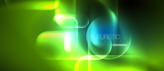 Blue neon round shapes techno background