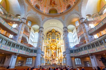 Interiors of Frauenkirche (Church of Our Lady), Dresden, Germany - obrazy, fototapety, plakaty