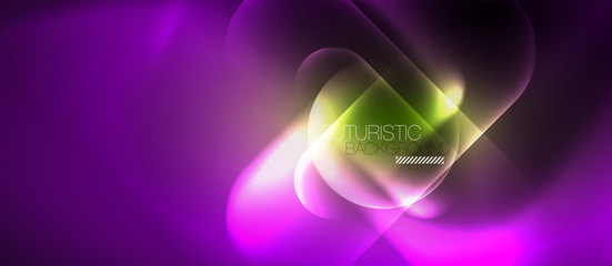 Neon glowing techno lines, blue hi-tech futuristic abstract background template
