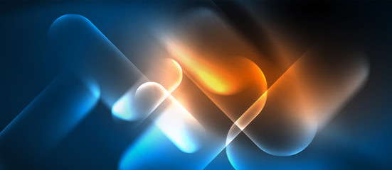 Blue neon round shapes techno background