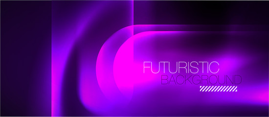 Obraz premium Neonowe świecące linie techno, futurystyczny szablon streszczenie tło hi-tech
