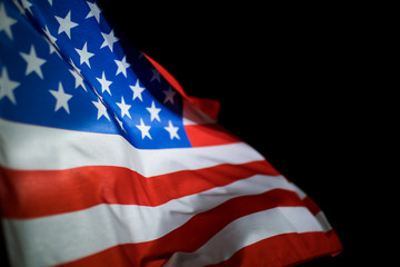American flag on black background.