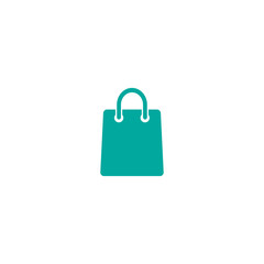 turquoise silhouette of shopping paper bag. flat icon isolated on white. vector illustration. Stylish package