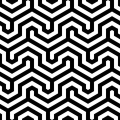Seamless geometric monochrome pattern. Vector abstract background. Modern linear texture.