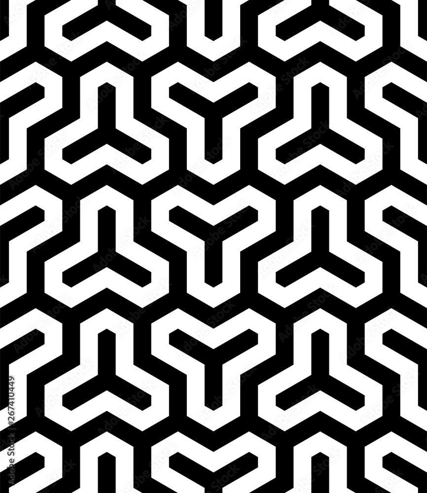 Aufkleber Seamless geometric monochrome pattern. Vector abstract background. Modern linear texture.