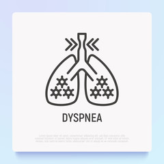 Dyspnea thin line icon. Modern vector illustration of shortness breathing in lungs.