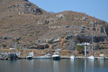 Greece Crete landscape mountains road panorama sea shore sun beach
