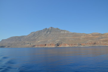 Greece Crete landscape mountains road panorama sea shore sun beach