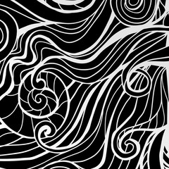 Abstract linear black and white ink drawing, Creative seamless pattern. Textures made with ink. Hand-drawn for your designs: posters, invitations, cards, etc. Vector.