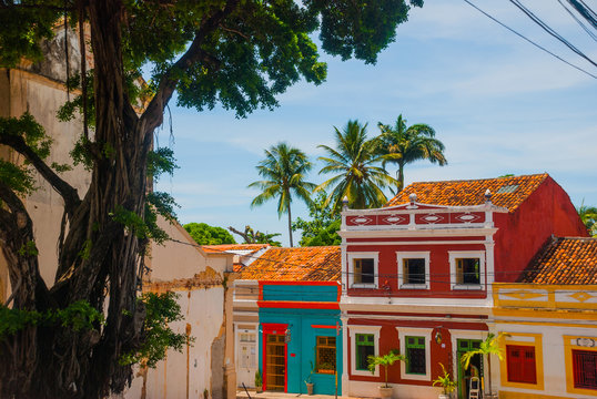 Olinda, Pernambuco, Brazil: Colorful colonial houses at Olinda on Brazil