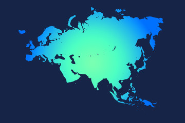 Eurasia colorful vector map silhouette