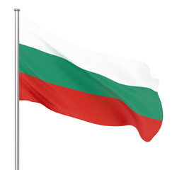 Bulgaria flag blowing in the wind. Background texture. Isolated on white. Sofia, Bulgaria. 3d rendering, wave. - Illustration