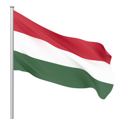 Fototapeta na wymiar Hungary flag blowing in the wind. Background texture. 3d rendering, wave. Isolated on white. Illustration.