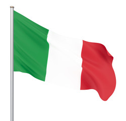 Italy flag blowing in the wind. Background texture. 3d rendering, wave.