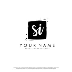 S I SI initial square logo template vector