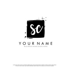 S C SC initial square logo template vector