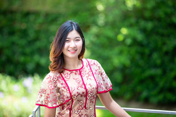 Fototapeta premium Portrait Of Asian young cute Woman Smiling